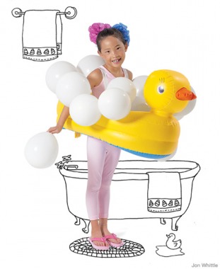 DIY kids Halloween costume - bath tub costume